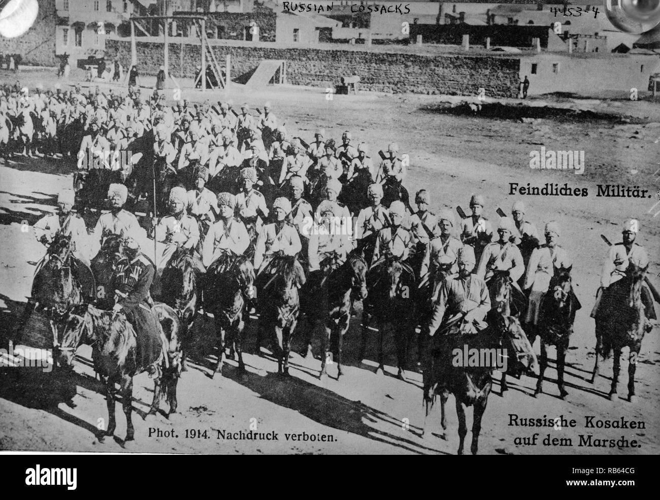 Russian cavalry troops gather during the first world War, Stock Photo