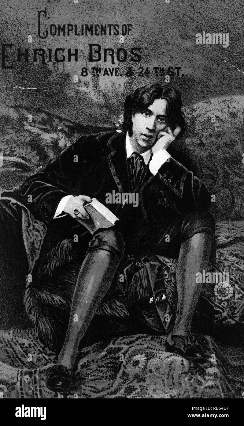 Photographic print of Oscar Wilde (1854 - 1900) Irish writer and poet. Dated 1890 Stock Photo