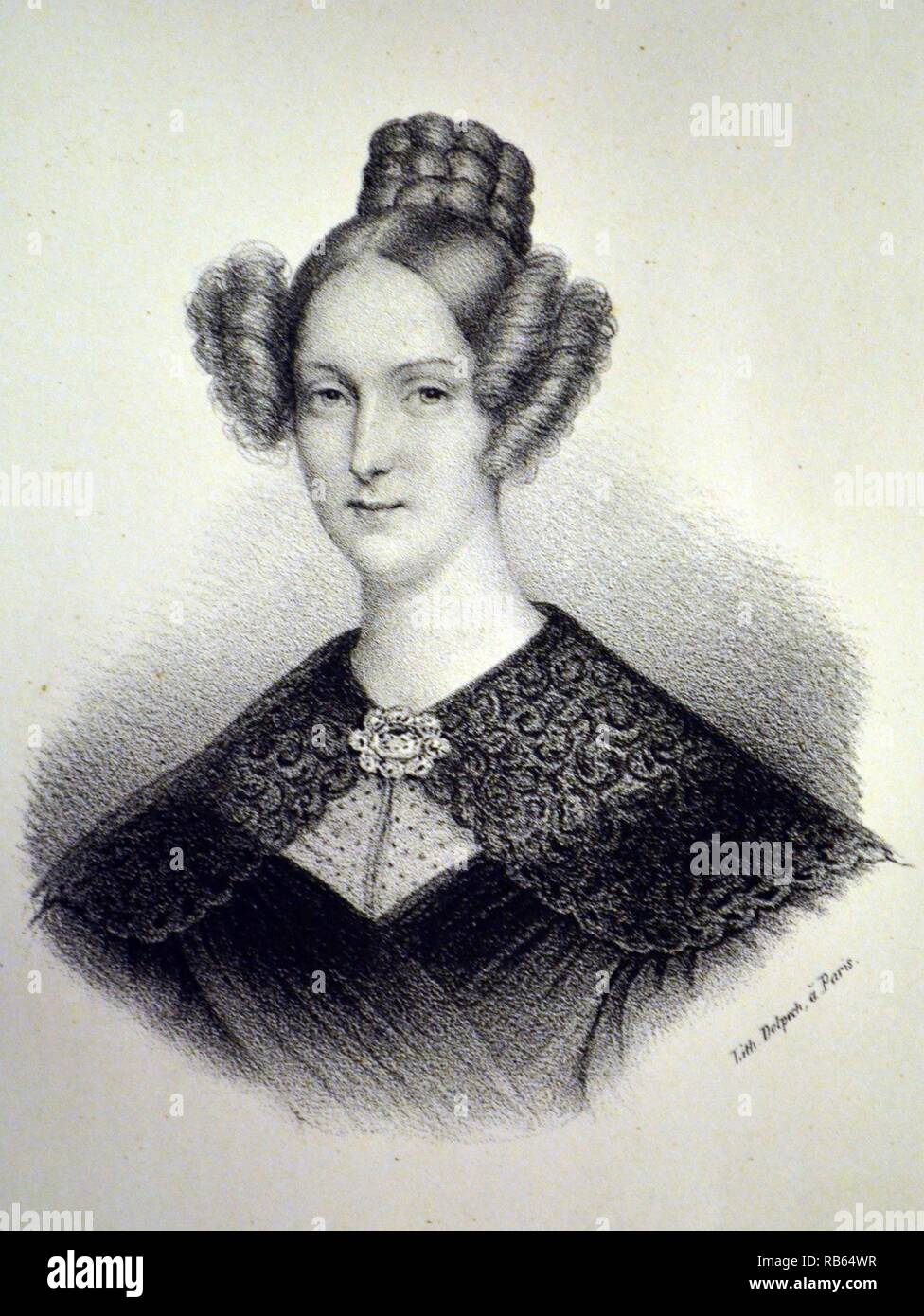 Louise Marie Therese of Orleans (1812-1850) Queen consort of the Belgians 1832-1850. Lithograph, Paris, c1840. Stock Photo