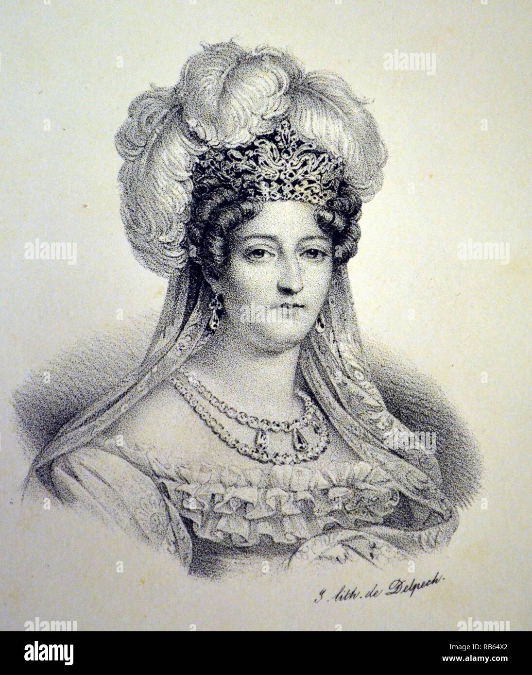 Marie Therese Charlotte, Duchess of Angouleme (1778-1851) edest child of Louis XVI of France. As wife of the heir apparent she was known as La Dauphine after the Bourbon Restoration in 1814 until the 1830 Revolution. Lithograph, Paris, c1840. Stock Photo