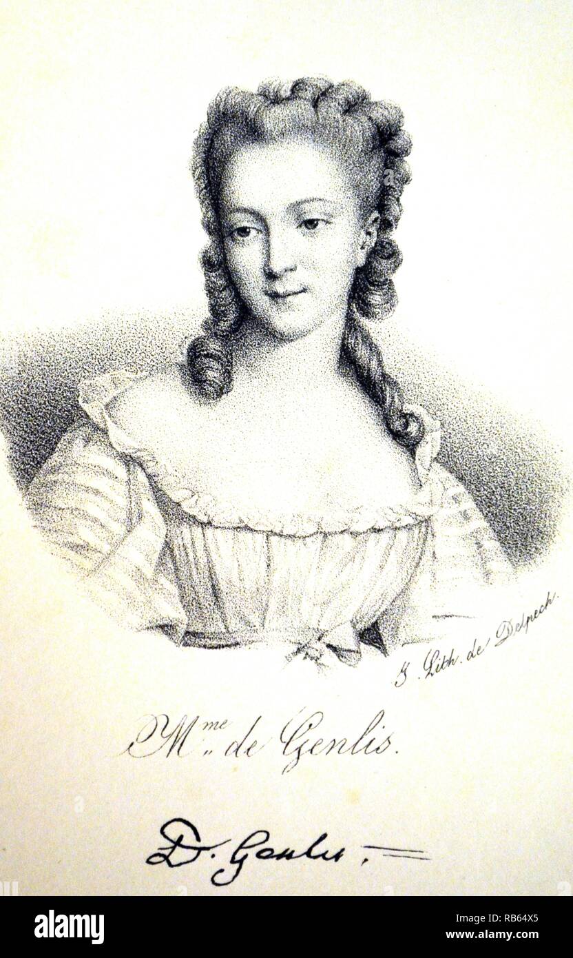 Madame de Genlis (1748-1830): Stephanie Felicite Ducrest de St-Aubin, Comtesse de Genlis, French writer and educator. Lithograh, Paris, c1840. Stock Photo