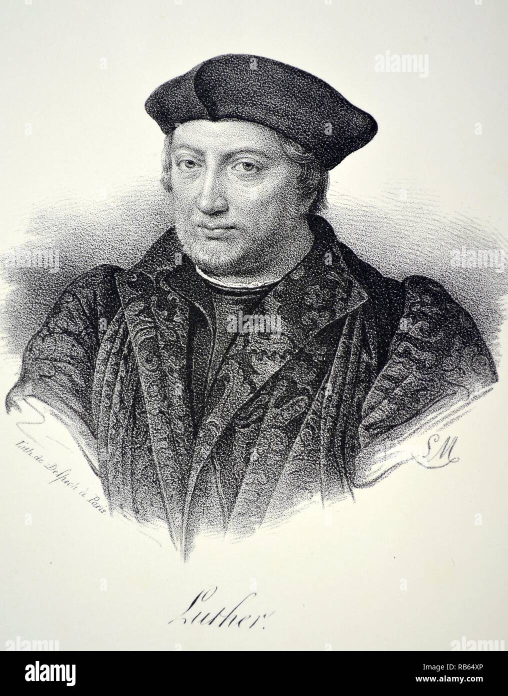 Martin Luther (1483-1546) German monk and theologian. A leader of the Protestant Reformation. Lithograph, Paris, c1840. Stock Photo