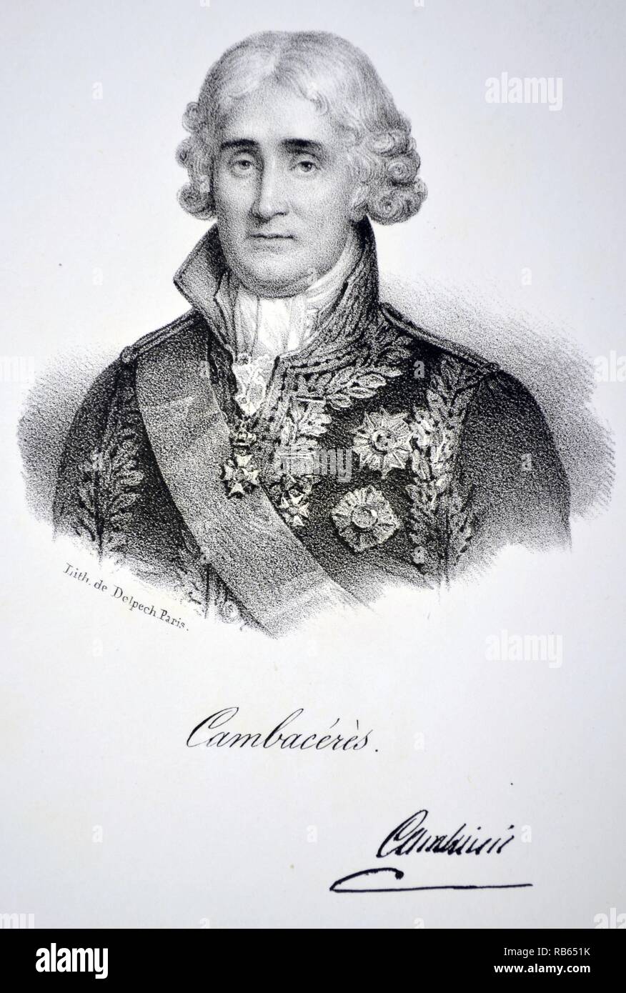 Jean Jacques Regis de Cambaceres, 1st Duc de Cambaceres (1753-1824) French  lawyer and statesman, author of the Napoleonic Code. Lithograph, Paris,  1832 Stock Photo - Alamy