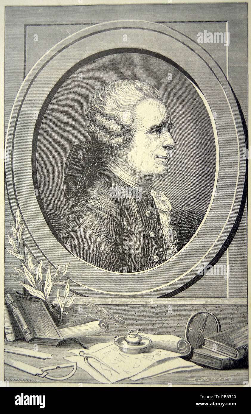 Jean le Rond d'Alembert (1717-1783) French scientist and philosopher: co-editor with Diderot of the ''Encyclopedie''.Engraving, Paris, 1874. Stock Photo