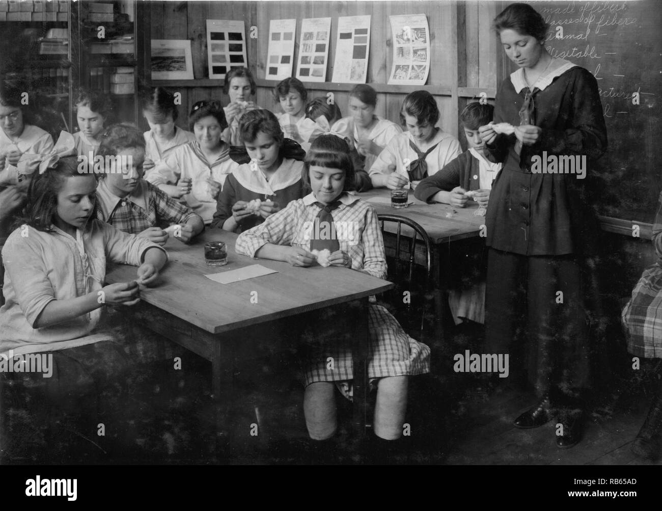 Continuation School group at Ipswich Mills; South Boston; studying by Lewis Wickes Hine 1874-1940 Stock Photo