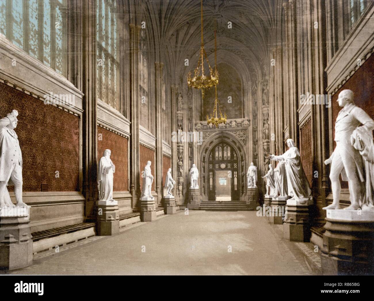 Image shows interior shot of the Houses of Parliament . St. Stephens's hall, London England. C1890. Stock Photo