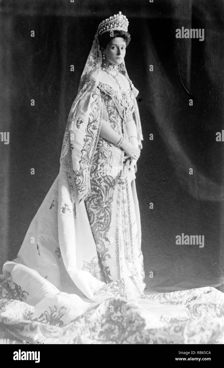 Empress Alexandra of Russia. Alix of Hesse and by Rhine, later Alexandra Feodorovna, Empress consort of Russia as spouse of Nicholas II, the last Emperor of the Russian Empire. Alexandra is best remembered as the last Tsaritsa of Russia, as one of the most famous royal carriers of the haemophilia disease, and for her support of autocratic control over the country. Her friendship with the Russian mystic, Grigori Rasputin, was also an important factor in her life. Stock Photo