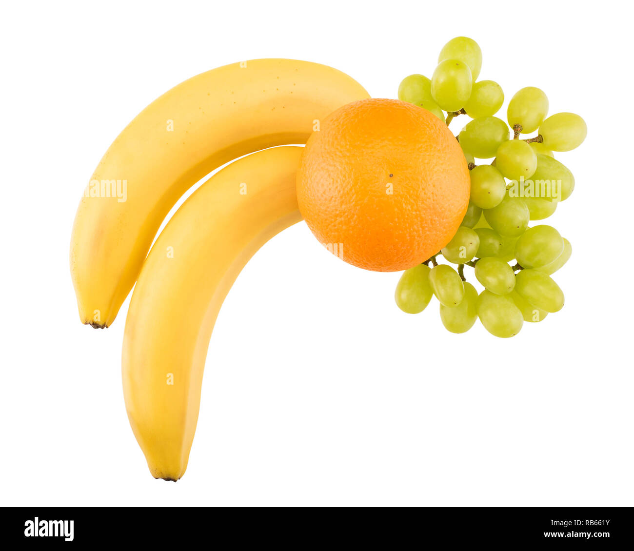 Composition of various fruits isolated over white, top view Stock Photo