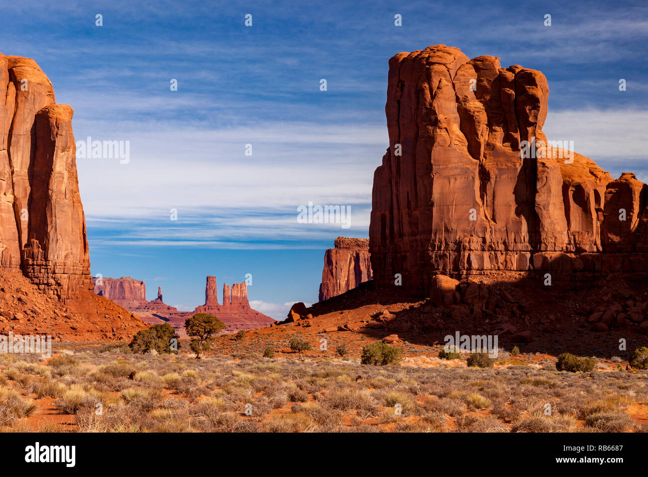 View through the North Window, Monument Valley, Navajo Tribal Park, Arizona, USA Stock Photo