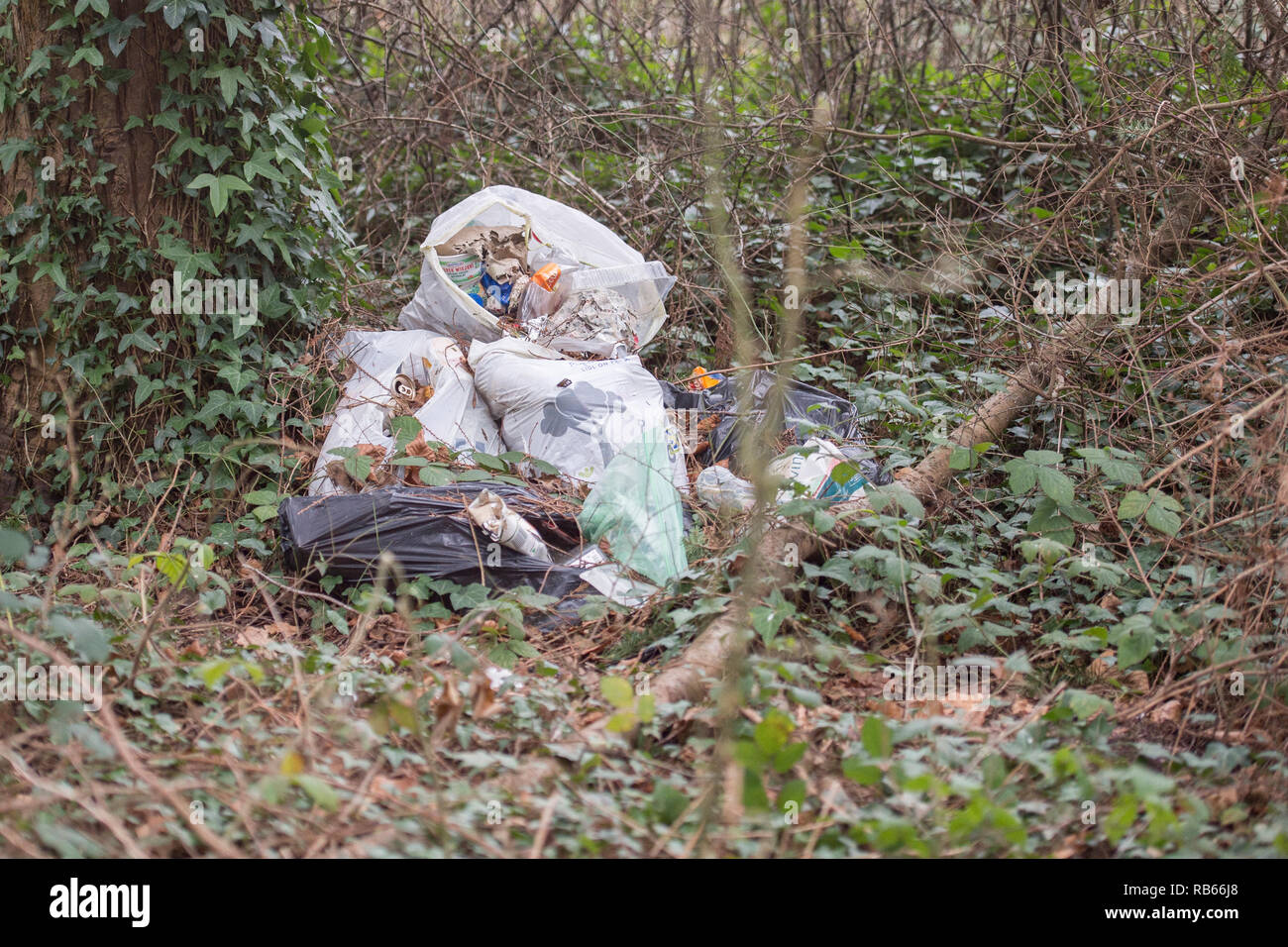 fly tipping in a the countryside Stock Photo