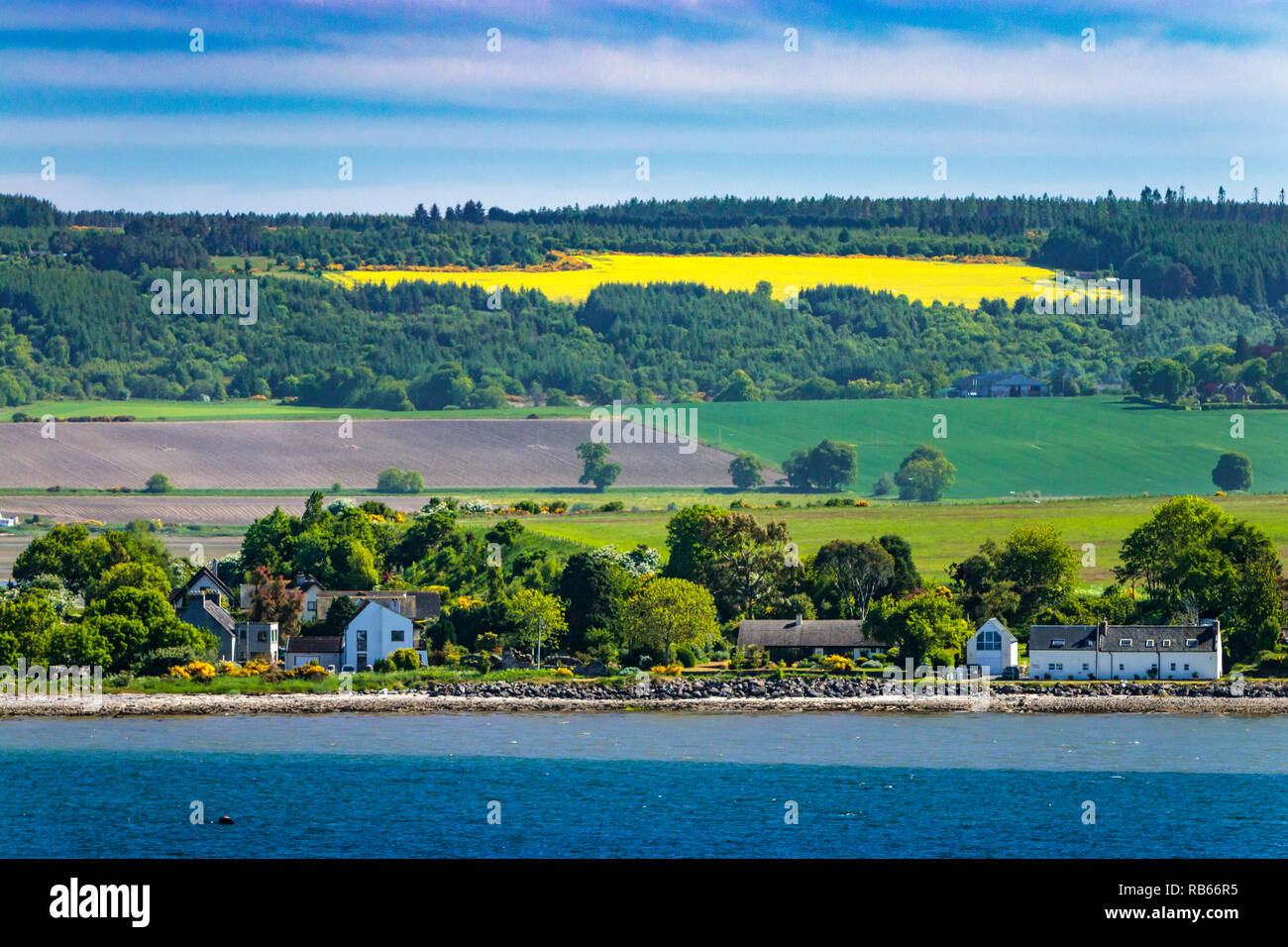 The Cromarty Firth shoreline near Invergordon, Sootland, United Kingdom, Europe. Stock Photo