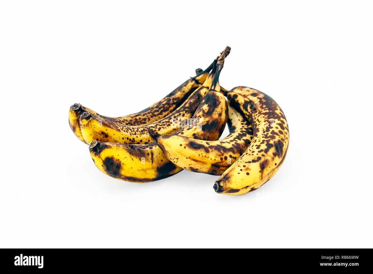 A bunch of very overripe bananas isolated                      on a white background Stock Photo