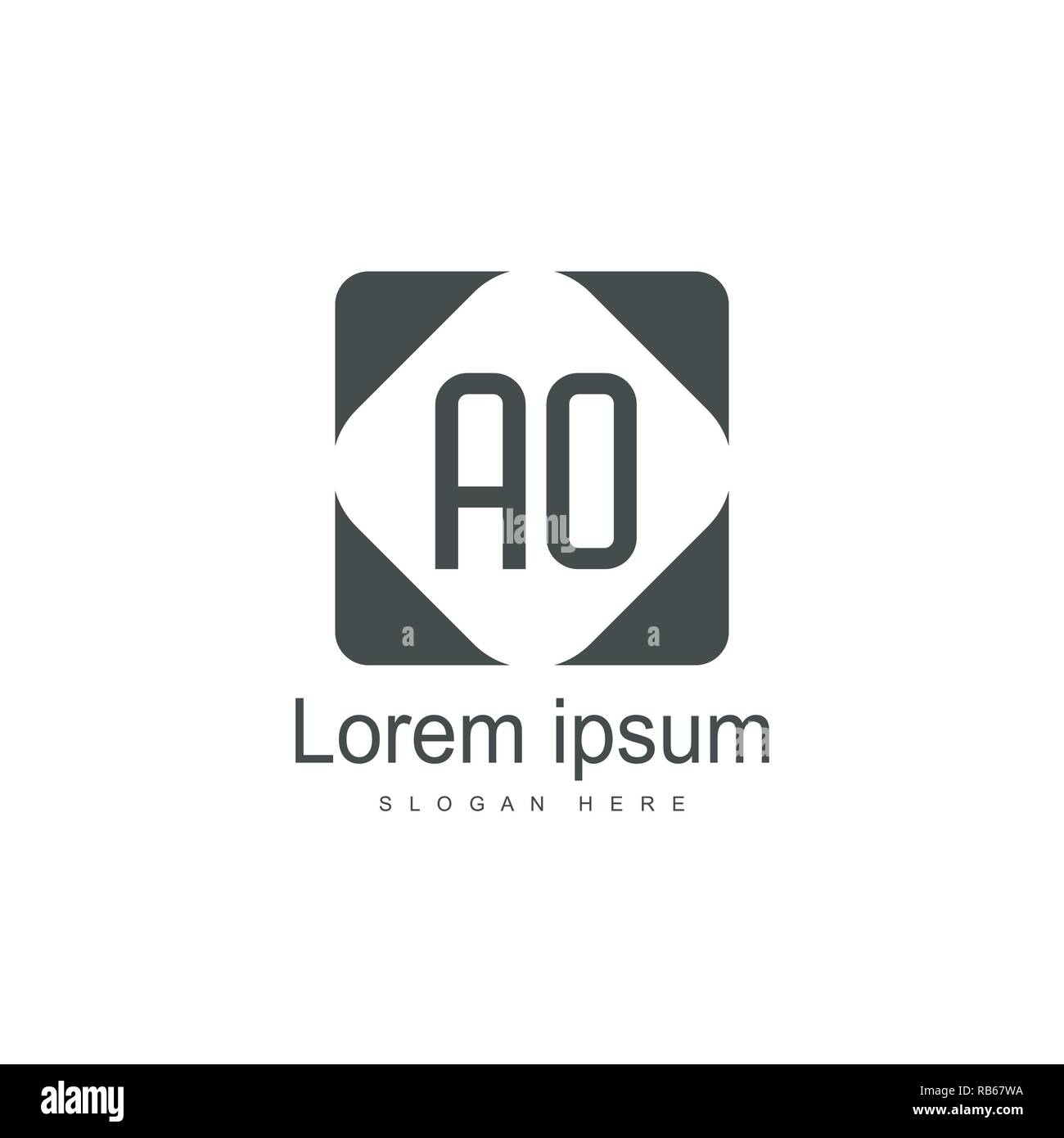 AO Letters Logo Design. Simple and Creative Black Letter Concept
