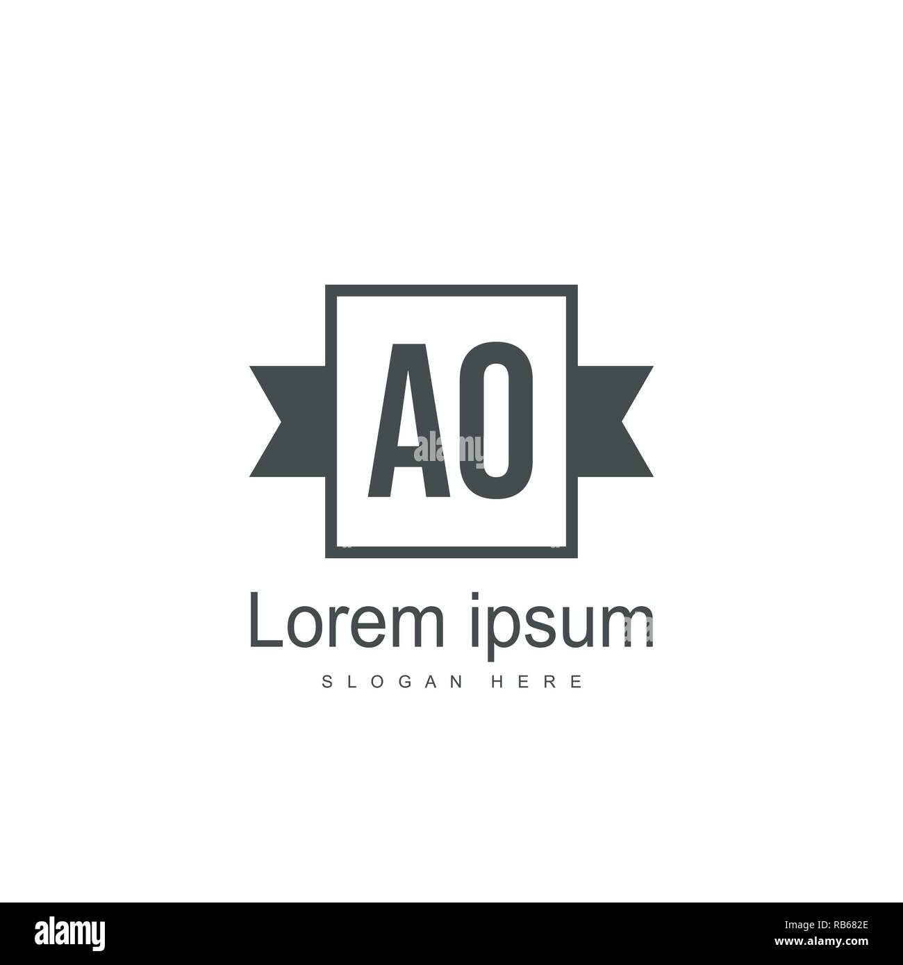 AO Letters Logo Design. Simple and Creative Black Letter Concept
