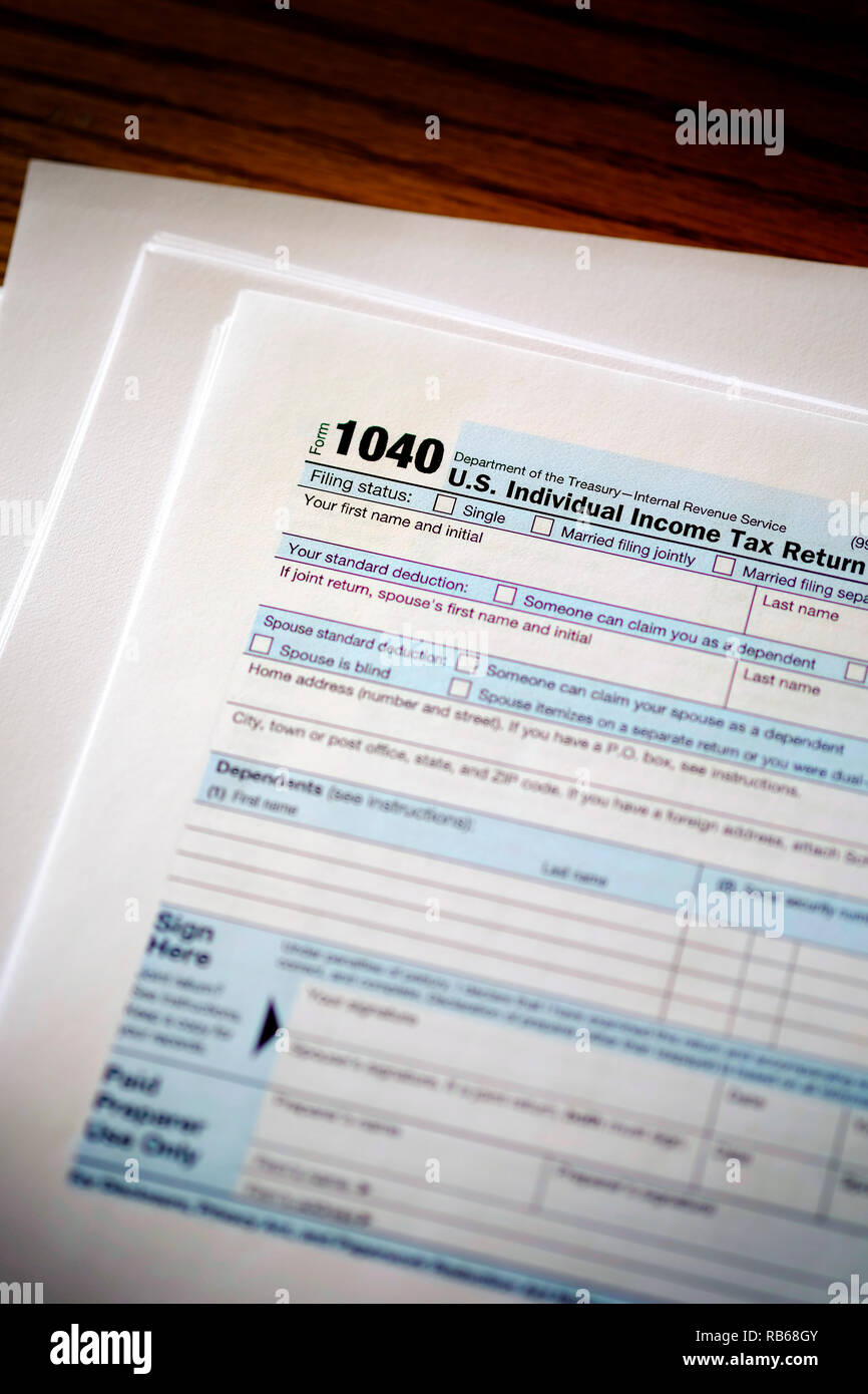 Individual Income Taxes Forms Tax 1040 Stock Photo