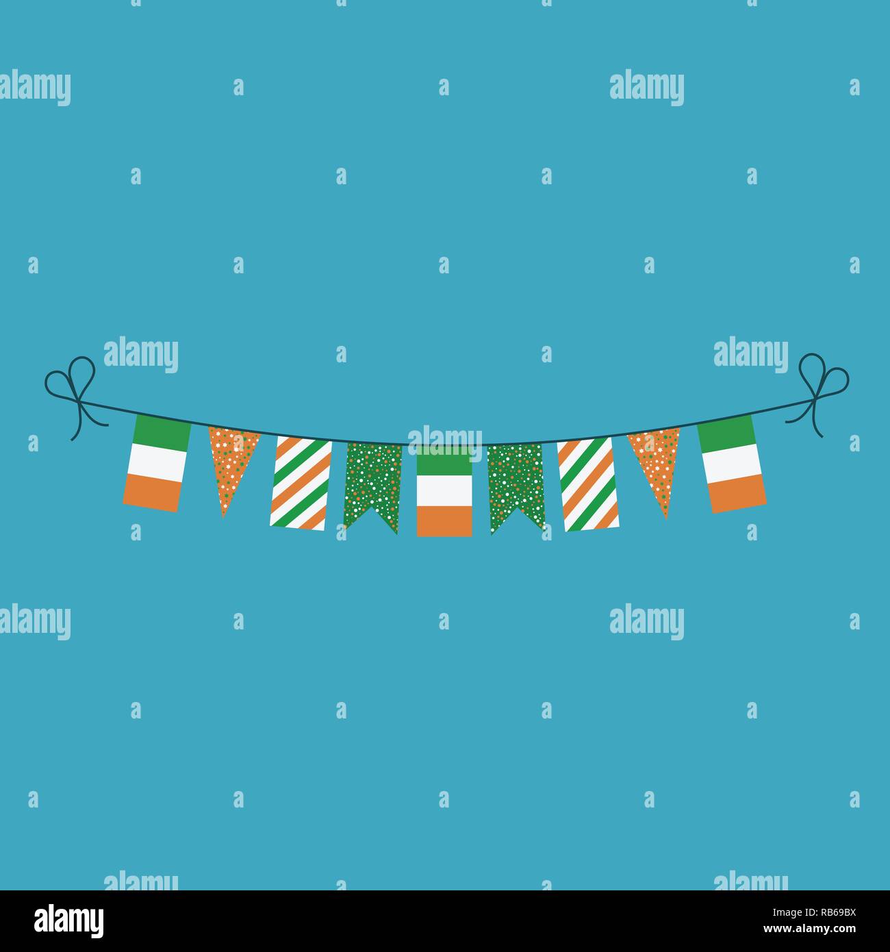 Decorations bunting flags for Ireland national day holiday in flat design. Independence day or National day holiday concept. Stock Vector