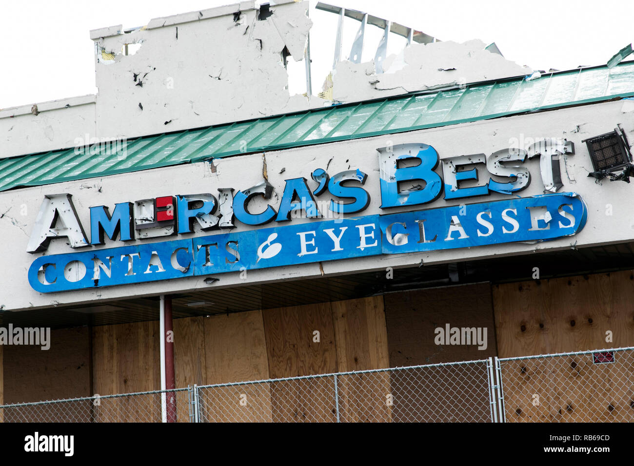A logo sign outside of a closed America's Best Contacts & Eyeglasses retail store in Wilkes-Barre, Pennsylvania, on December 30, 2018. Stock Photo