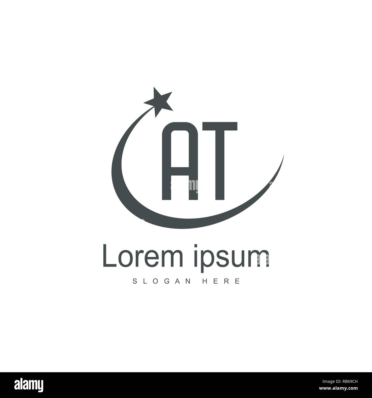AT Letters Logo Design. Simple and Creative Black Letter Concept ...