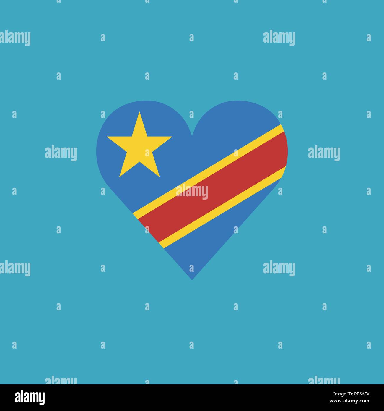 Democratic Republic of the Congo flag icon in a heart shape in flat ...