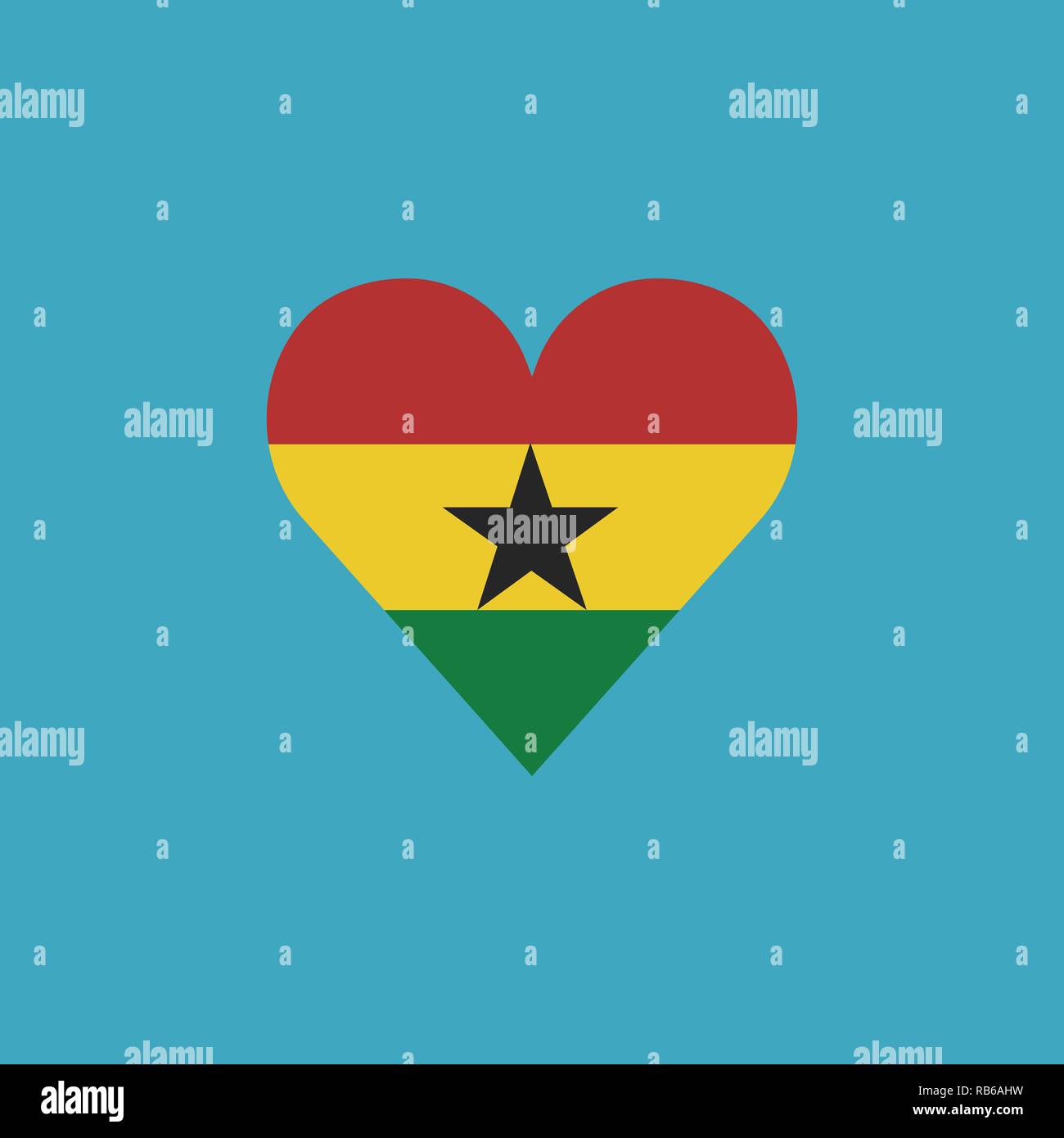 Ghana flag icon in a heart shape in flat design. Independence day or National day holiday concept. Stock Vector