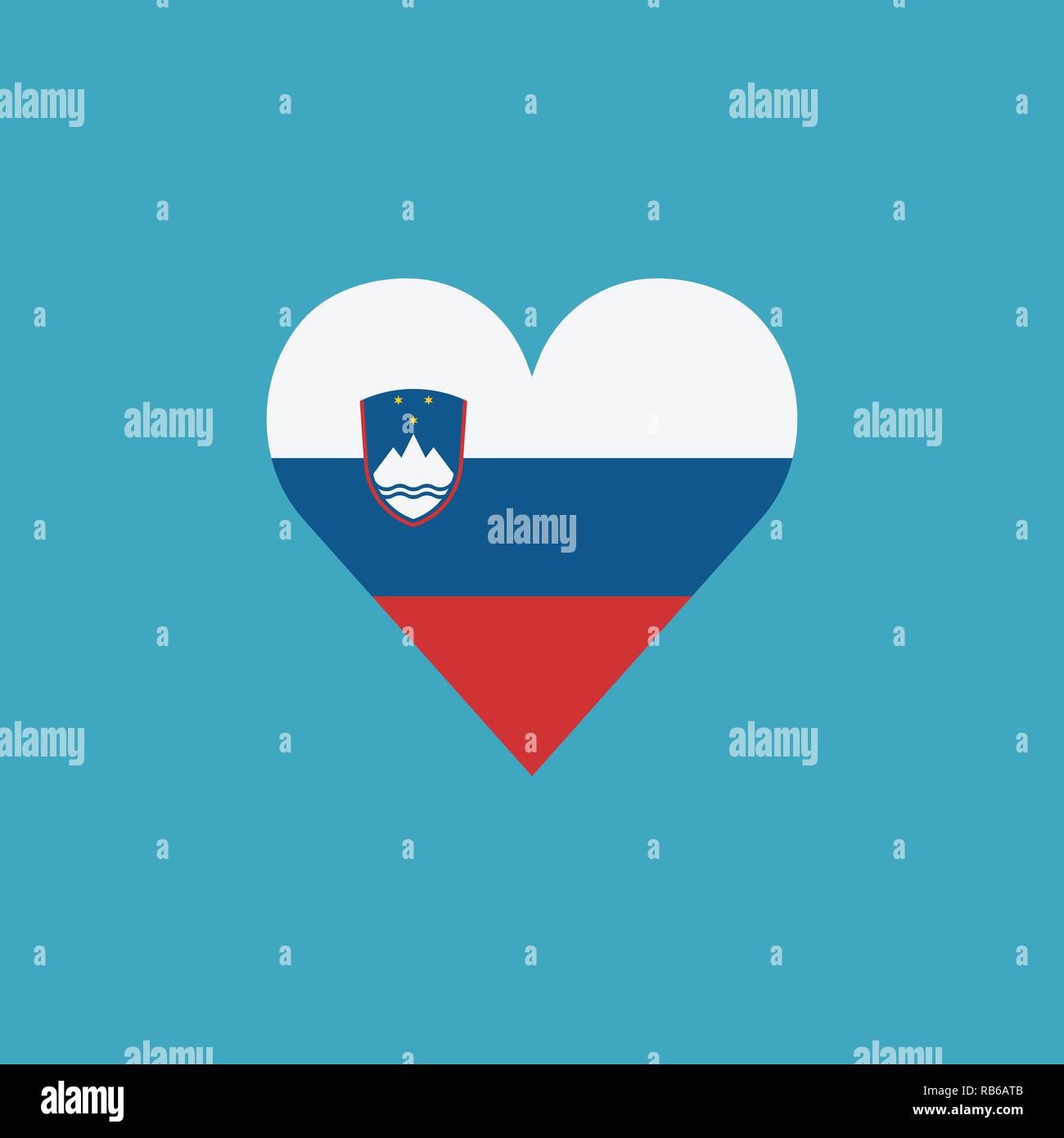 Slovenia flag icon in a heart shape in flat design. Independence day or ...