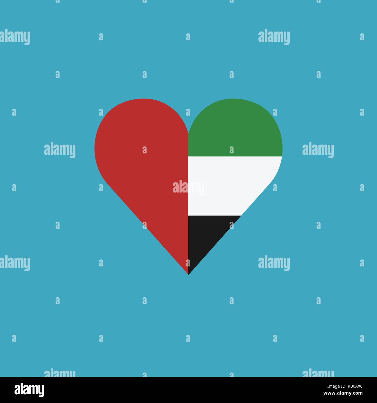 United Arab Emirates flag icon in a heart shape in flat design ...