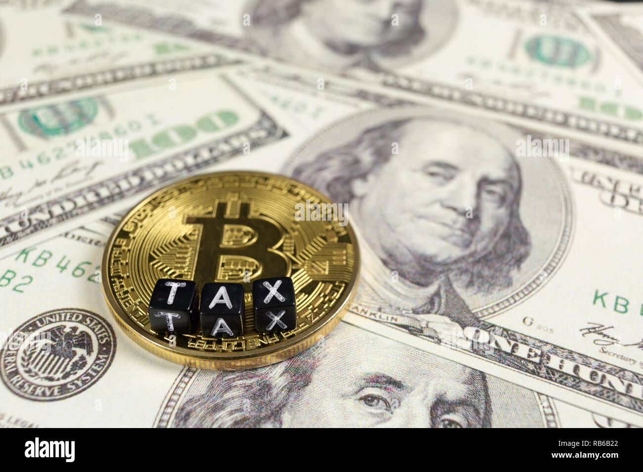 calculator with bills - bitcoin Stock Photo - Alamy