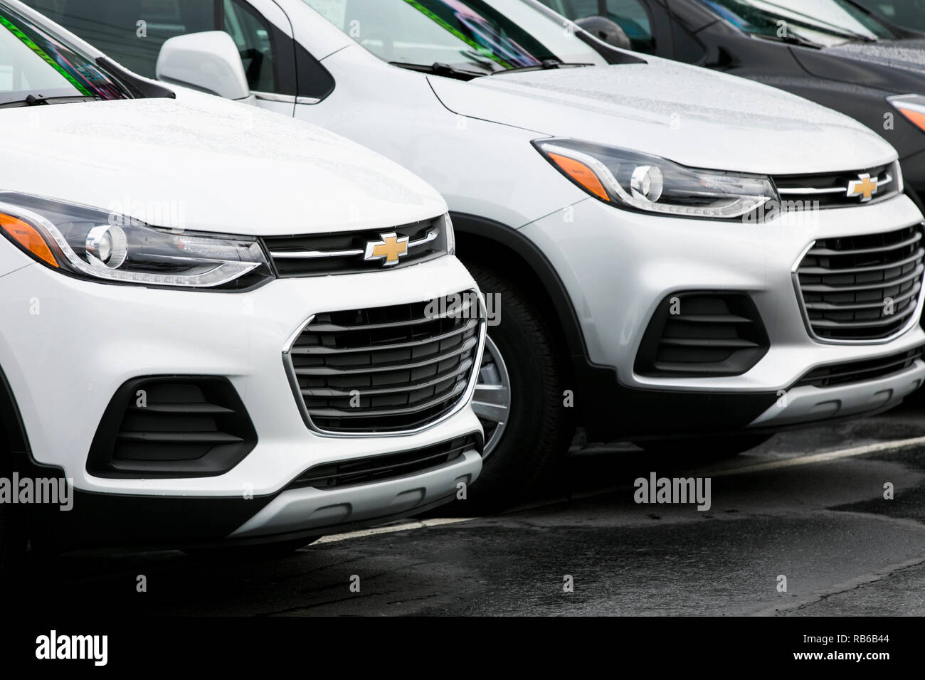New Chevrolet (Chevy) Sport Utility Vehicles (SUV) on a dealer lot in Wilkes-Barre, Pennsylvania, on December 30, 2018. Stock Photo