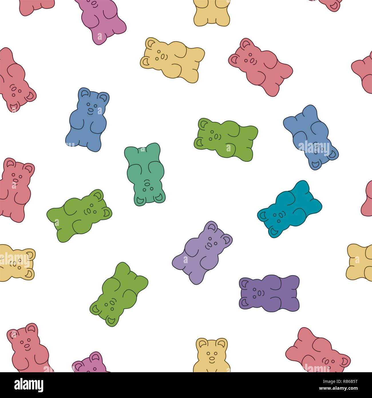 vector gummy bear candies seamless background isolated on white background. simple gummy bear clipart drawing Stock Vector