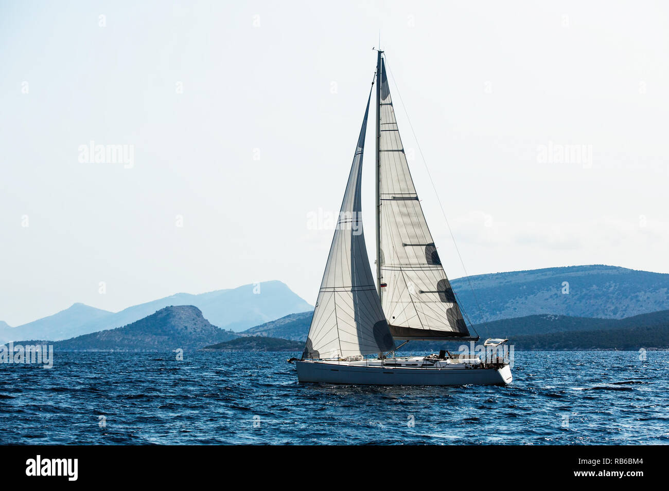 Sailing yacht boat in the Aegean Sea Stock Photo - Alamy