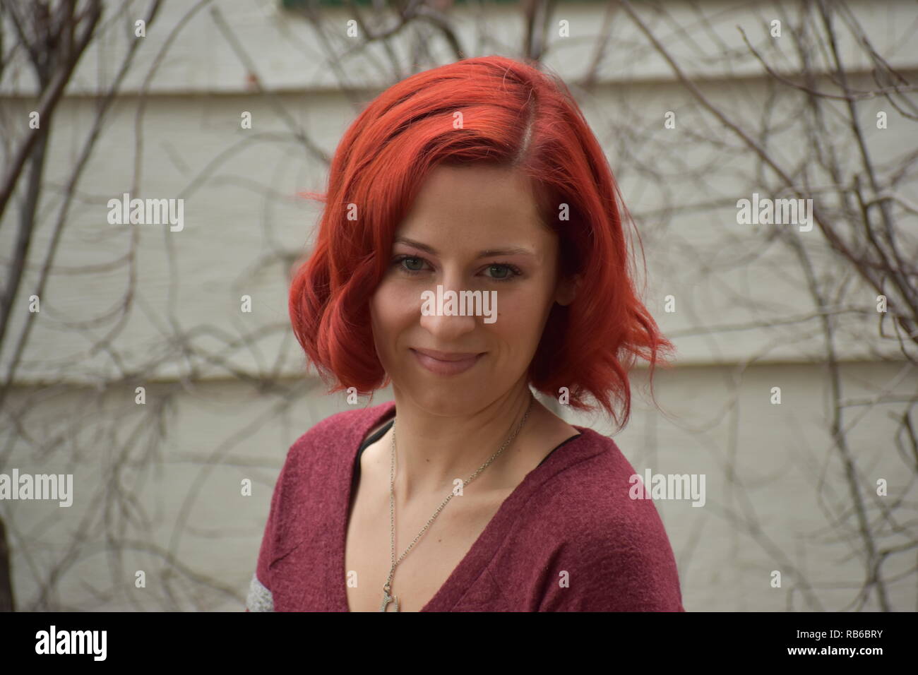 Pretty Red Haired Lady Stock Photo
