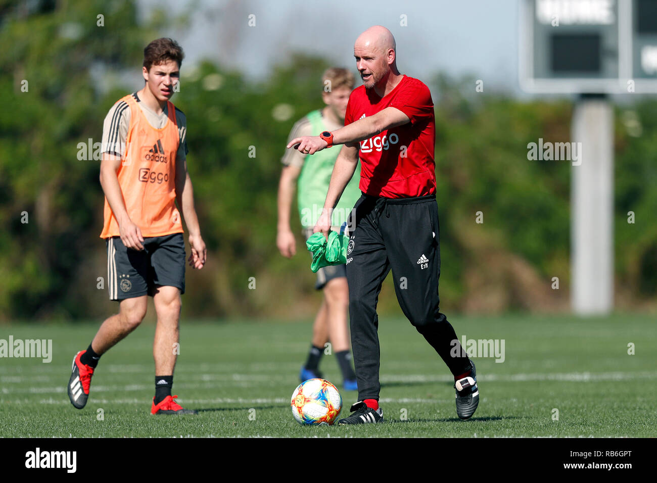 ORLANDO, 07-01-2019 , Training Camp of Ajax at the Omni Orlando Resort. Erik ten Hag and Carel Eiting (L) Stock Photo