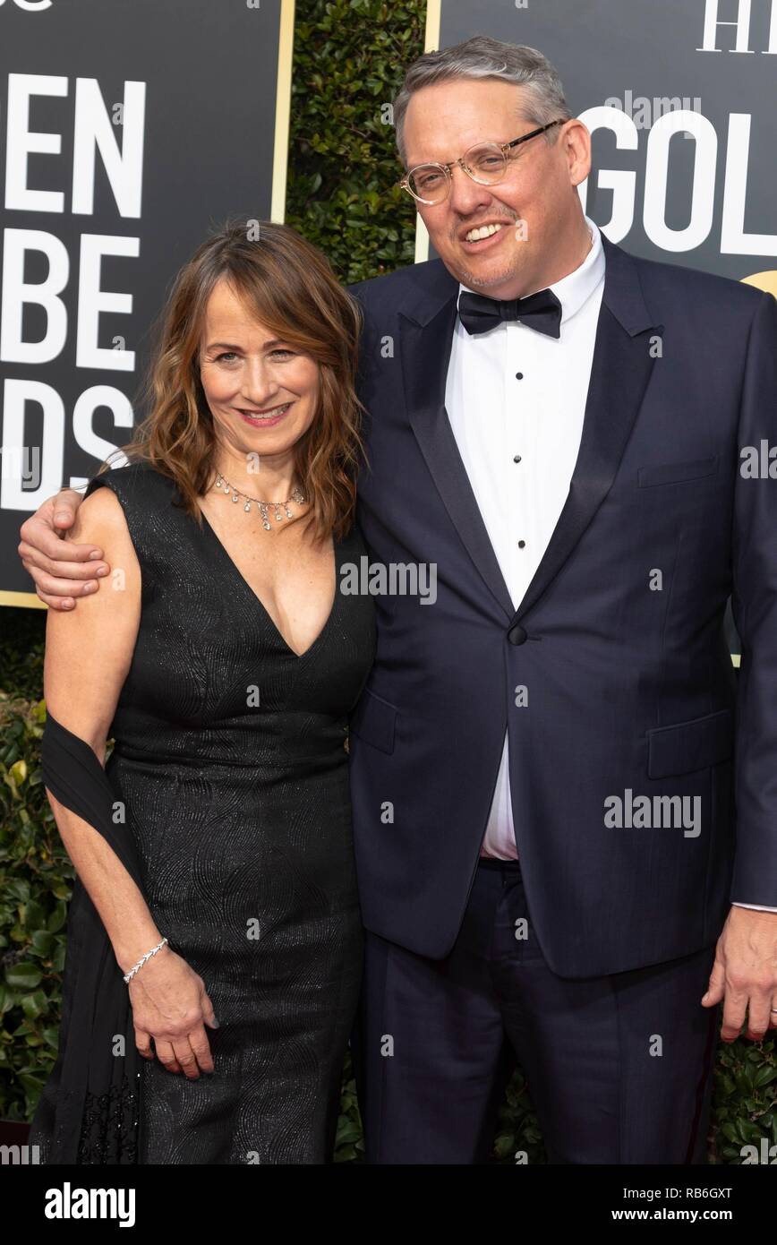 Shira Piven and Adam McKay attend the 76th Annual Golden Globe Awards,  Golden Globes, at Hotel Beverly Hilton in Beverly Hills, Los Angeles, USA,  on 06 January 2019. | usage worldwide Stock Photo - Alamy