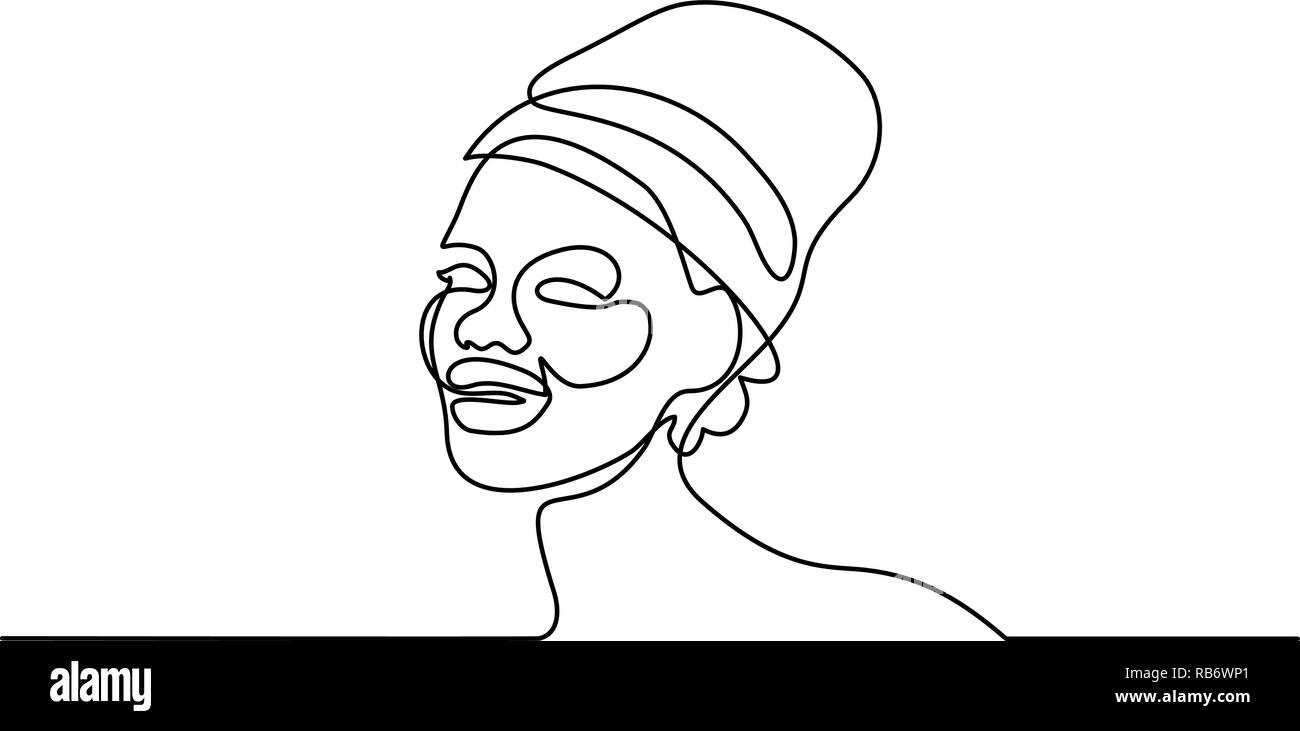 Continuous one line drawing. Abstract portrait of pretty young woman African ethnicitiy. Vector illustration Stock Vector