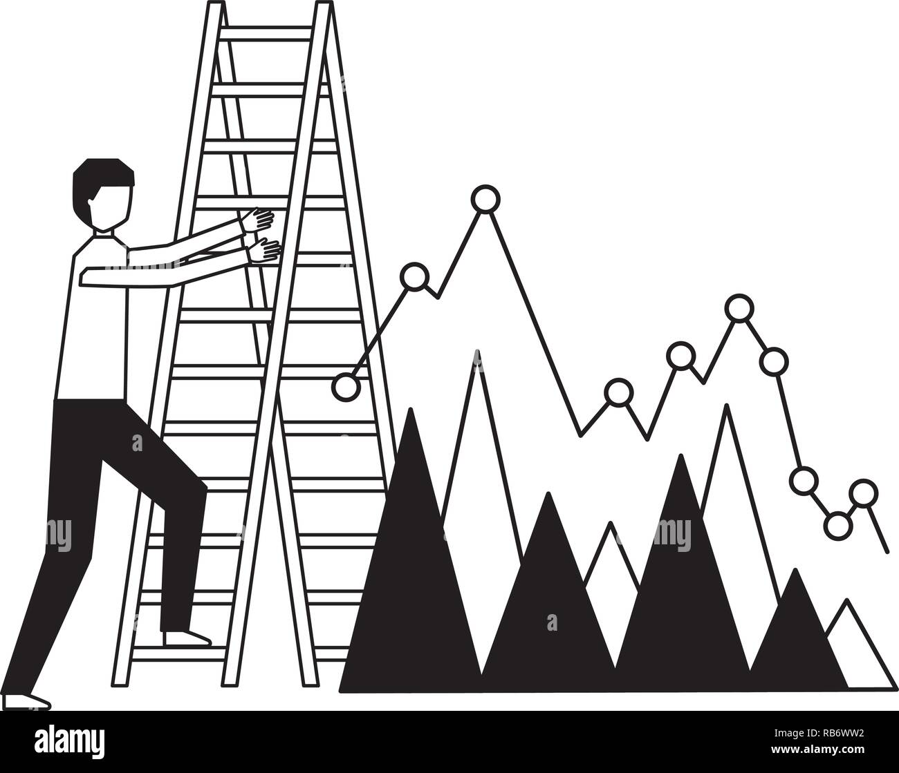 Business man climbing the steps Stock Vector Images - Alamy