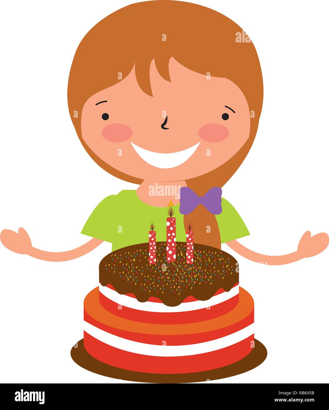 happy girl with birthday cake Stock Vector Image & Art - Alamy
