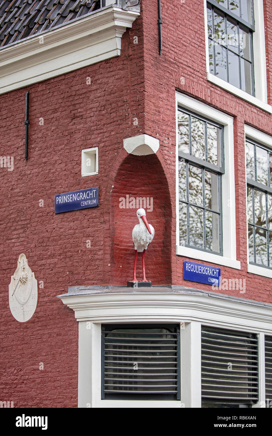 The Netherlands, Amsterdam, gable stone of Stork. Stock Photo