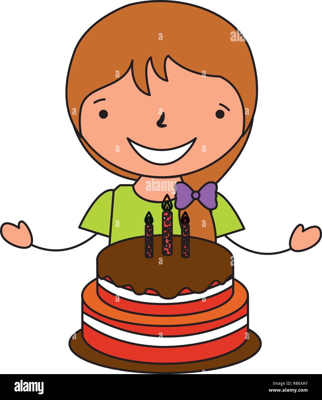 Happy Girl With Birthday Cake Stock Vector Image Art Alamy