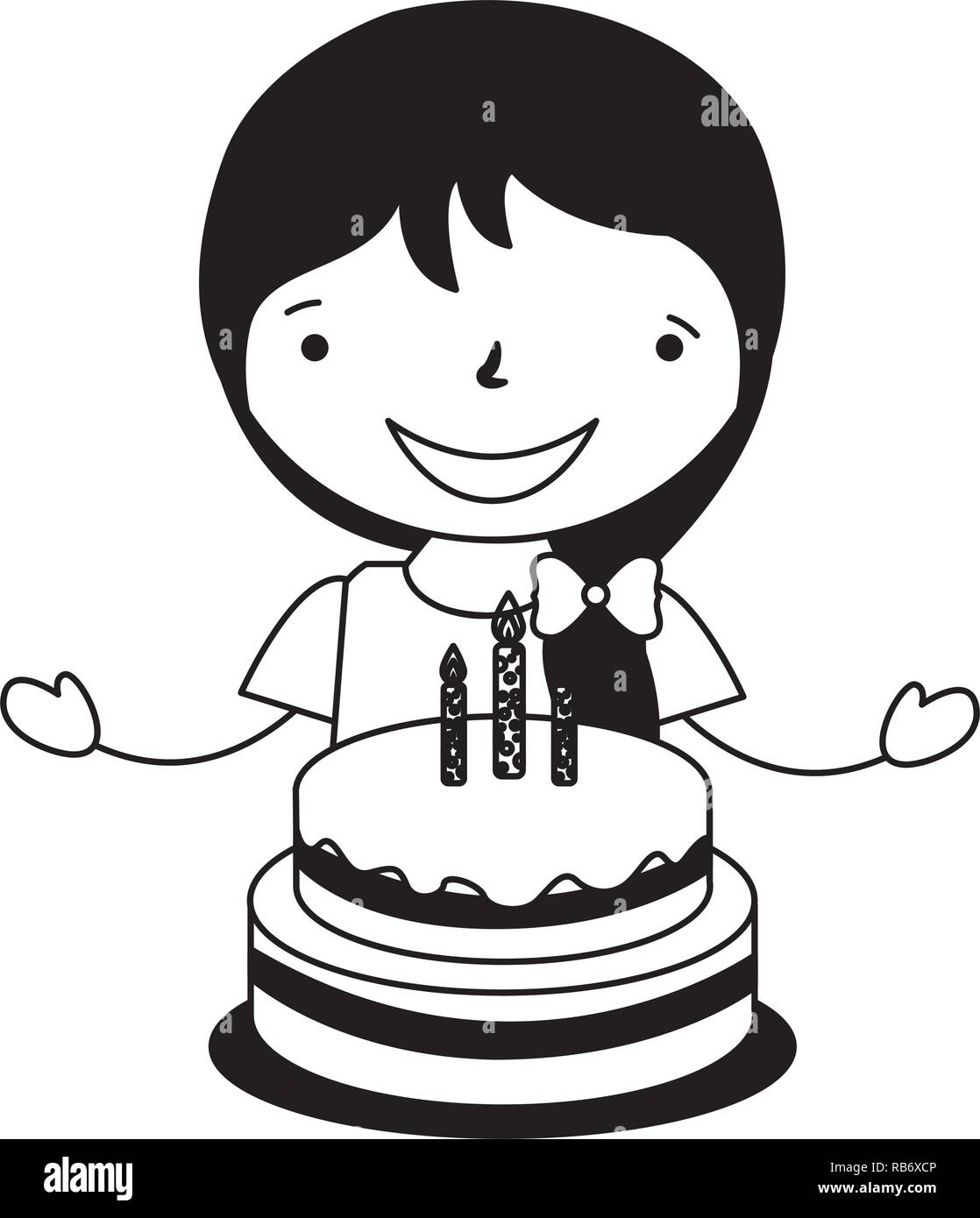 happy girl with birthday cake Stock Vector Image & Art - Alamy