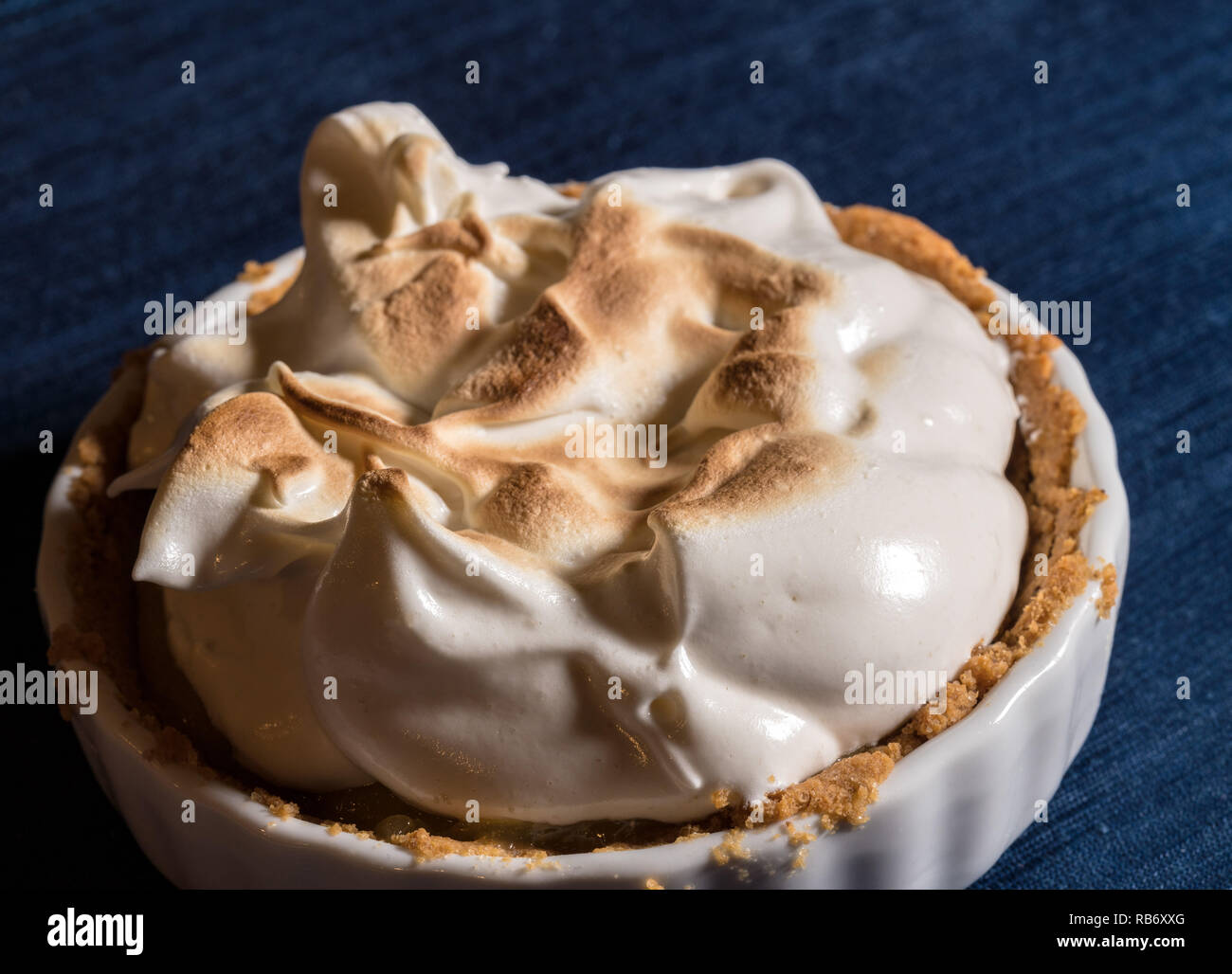 Close shot of the top of homemade lemon meringue pie Stock Photo