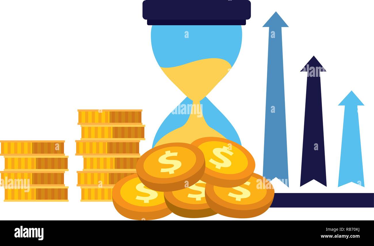 business clock arrows stack money Stock Vector Image & Art - Alamy