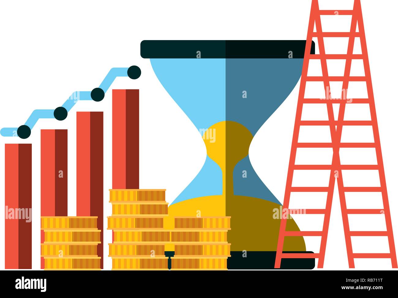 business hourglass coins money stairs chart Stock Vector Image & Art ...
