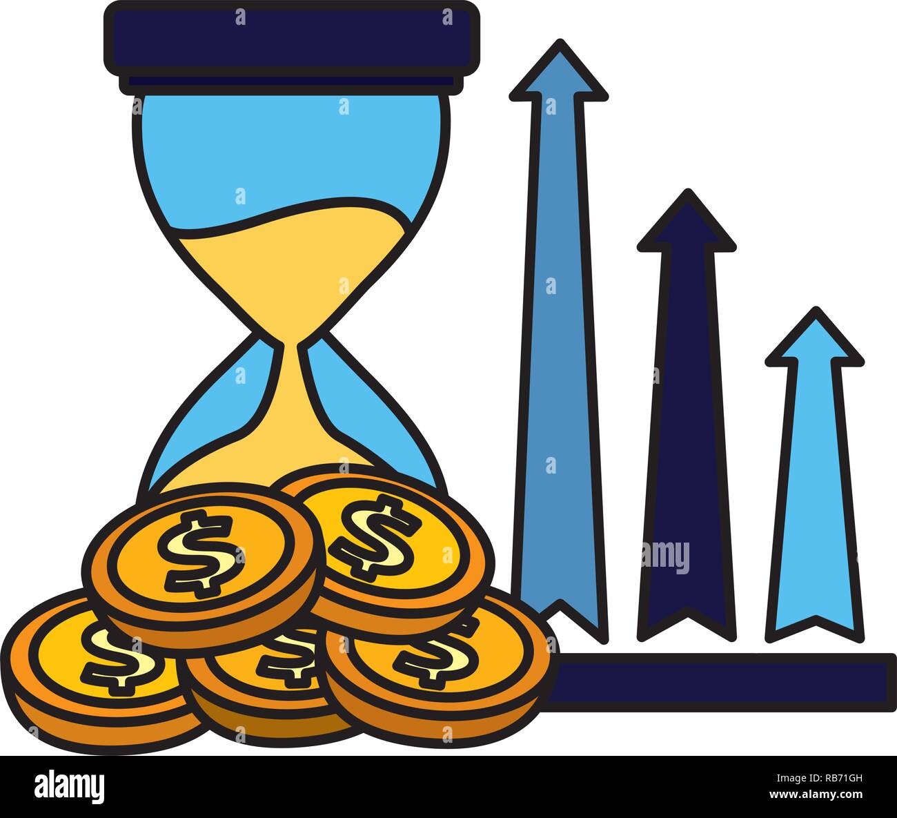 business hourglass arrows profit and coins Stock Vector Image & Art - Alamy