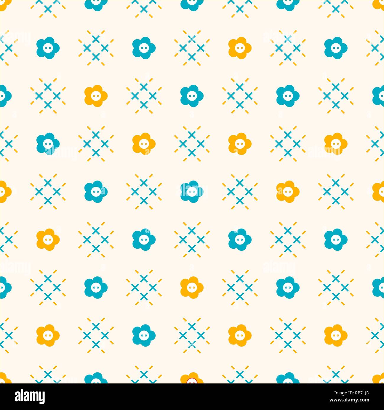 Seamless pattern with buttons. Sewing and needlework background. Template for design, fabric, print. Stock Vector