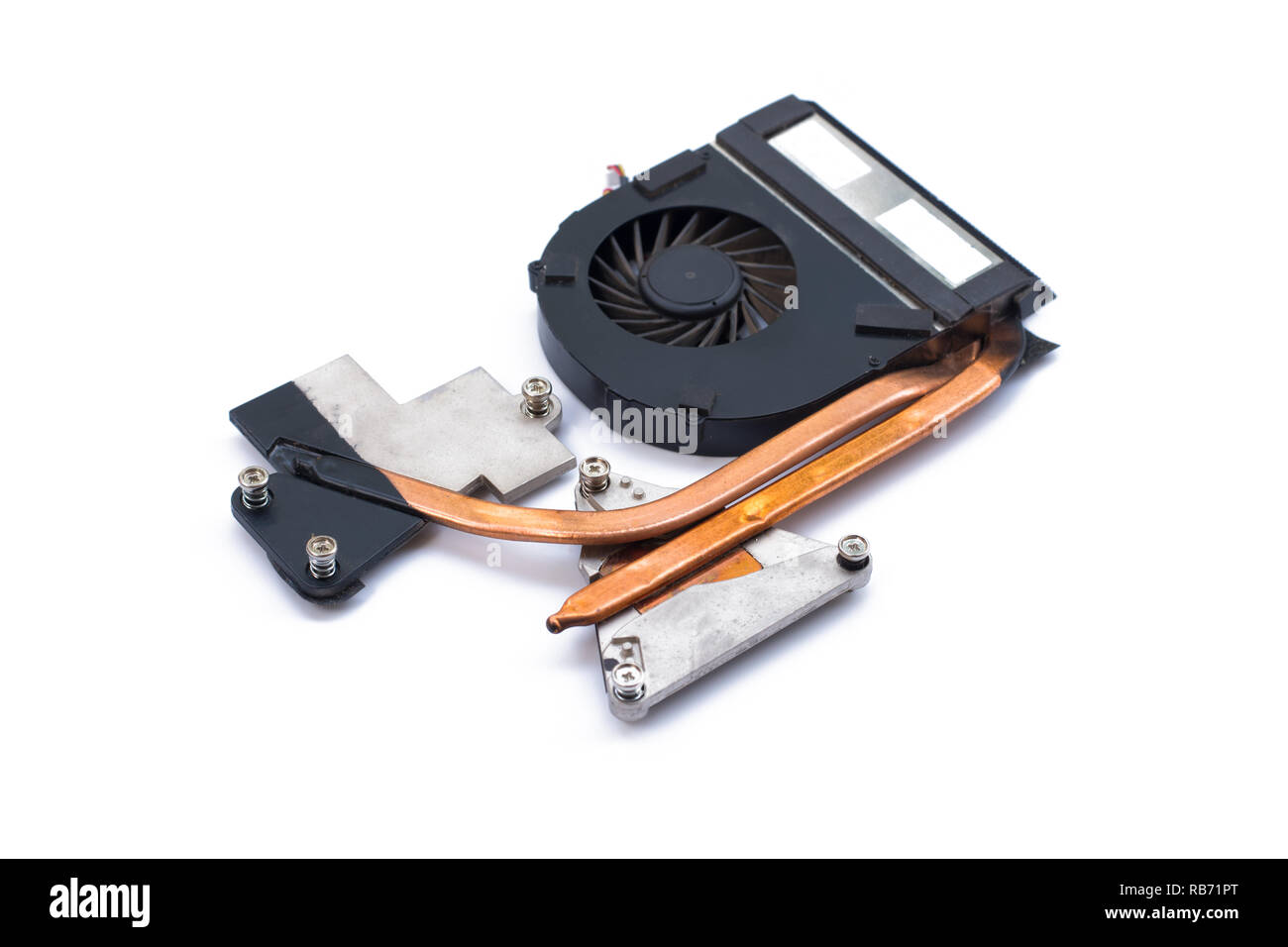 The cooling fan with heatsink computer processor, close-up, white ...