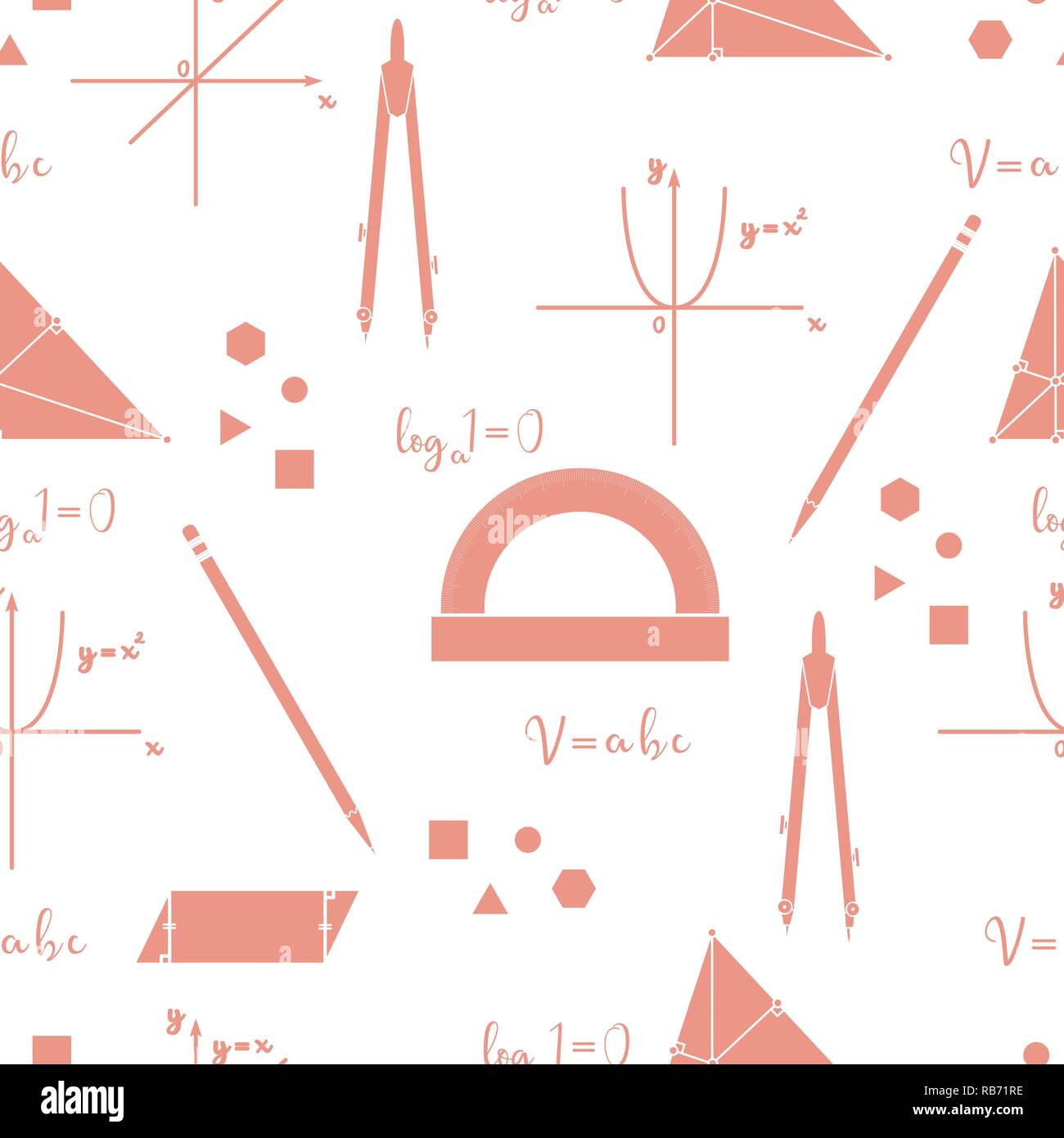 Mathematical scientific vector seamless pattern with geometry plots ...