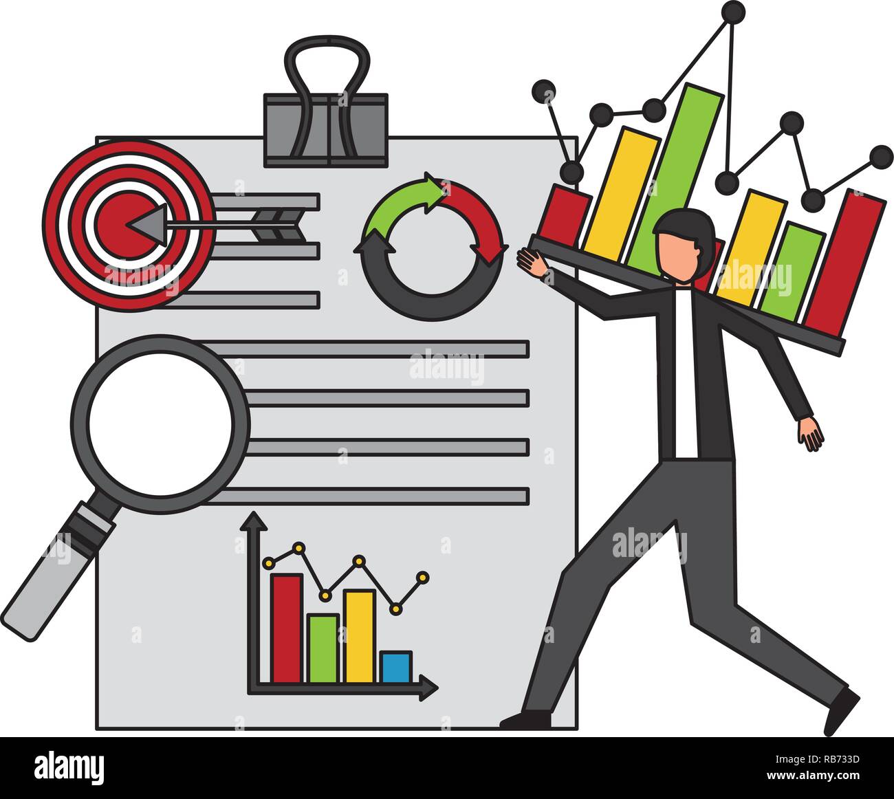 businessman with statistics chart Stock Vector Image & Art - Alamy