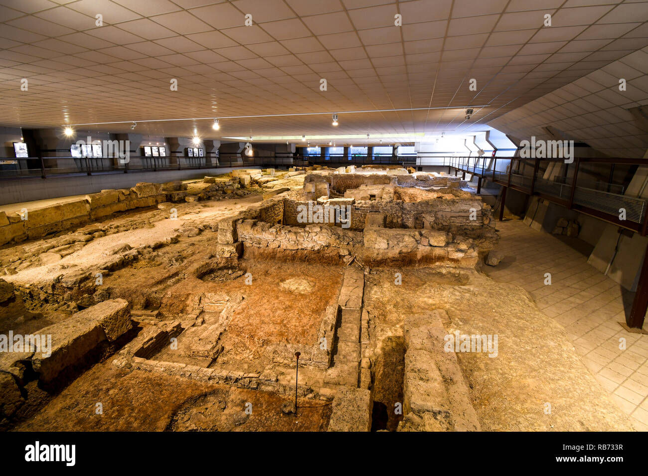 The underground excavations of an ancient Roman village at the Archaeological are of San Pietro degli Schiavoni in Brindisi Italy. Stock Photo