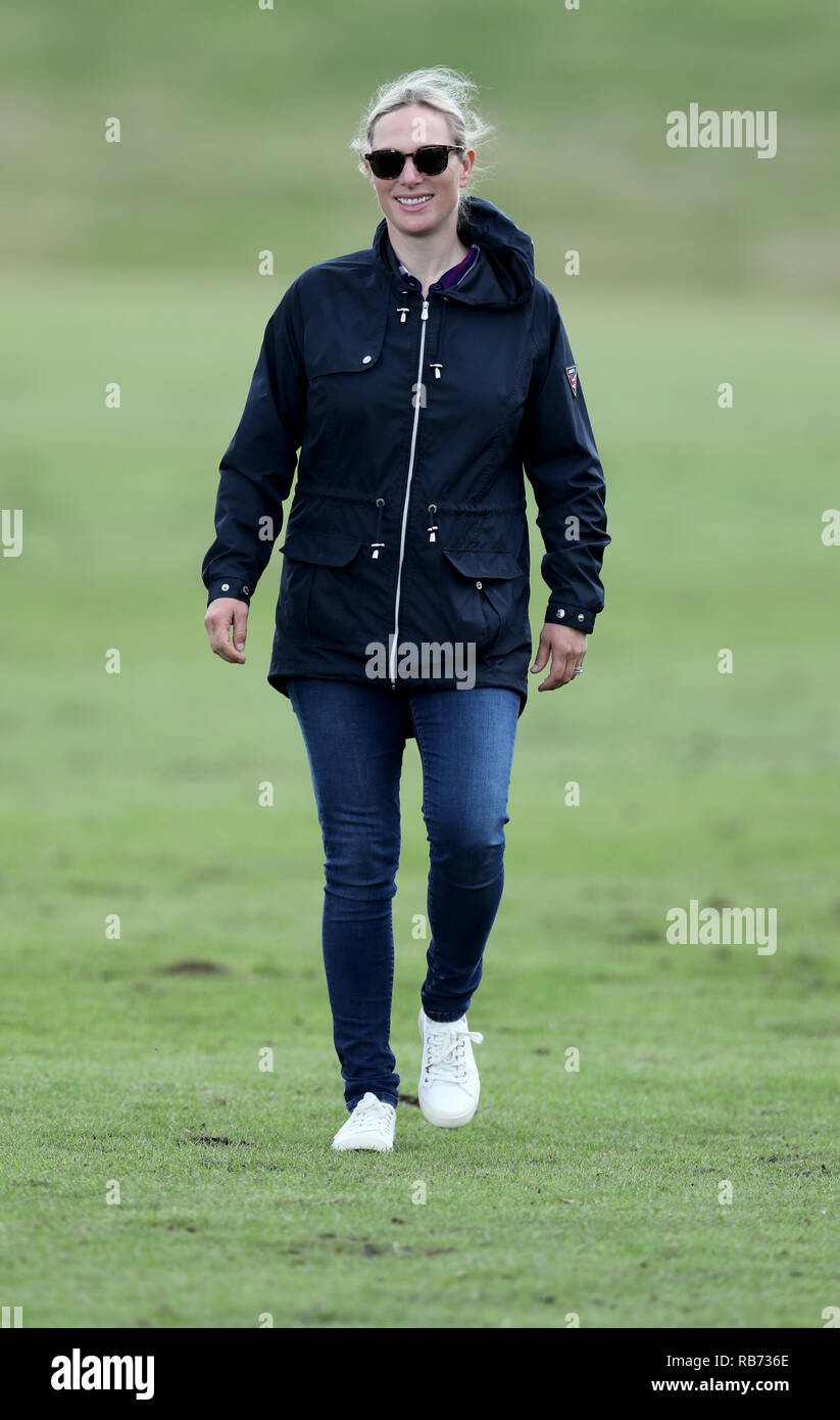 Zara Tindall, as she attends the Maserati Royal Charity Polo Trophy at Beauford Polo Club, Down Farm House, Westonbirt, Gloucestershire. Stock Photo