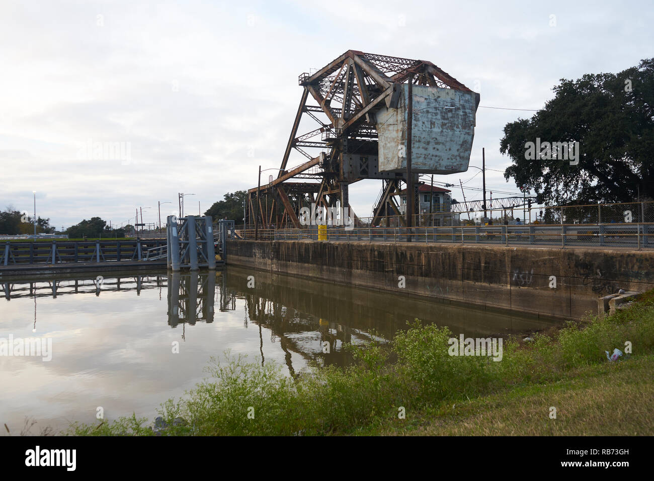 Mississippi river and St. Claude Avenue Bridge, New Orleans, Louisiana